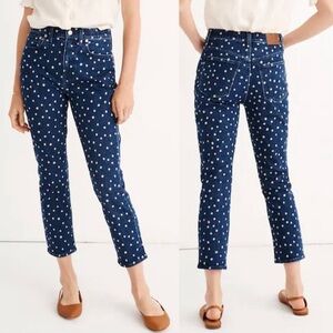 Madewell High-Rise Slim Crop Boyjean Jeans Denim Bleached Dot Edition Size 30